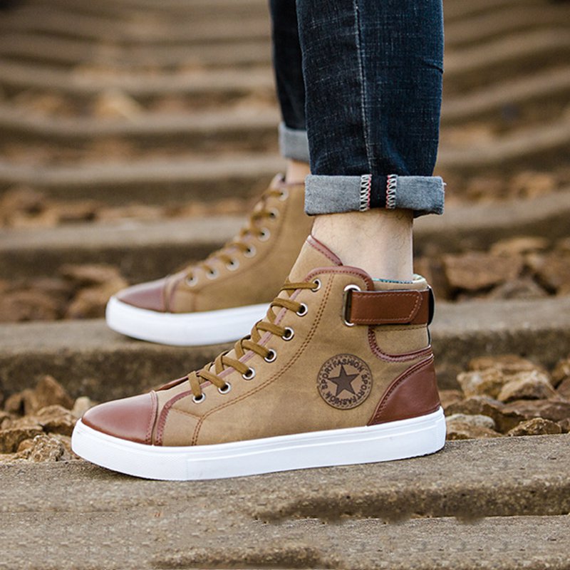 Men's Outdoor High Top Skate Shoes Casual Lace Up Comfy Ankle Boots