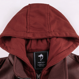 Distressed Leather Jacket Hooded Motorcycle Coat