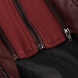 Distressed Leather Jacket Hooded Motorcycle Coat