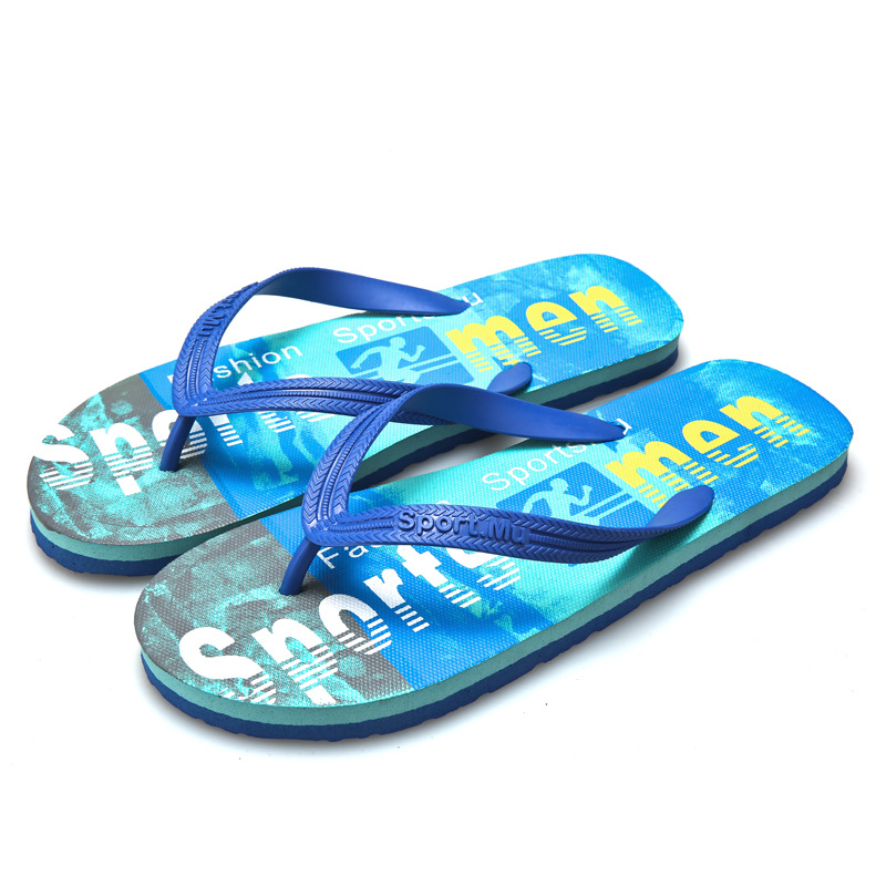 Men's Drift Two Tone Alphabet Print Flip-flops Beach Shoes