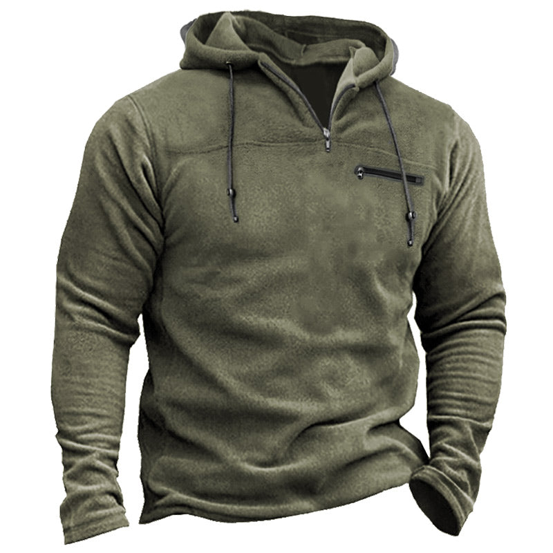 Men's Outdoor Fleece Warm Zipper Pocket Tactical Hoodie