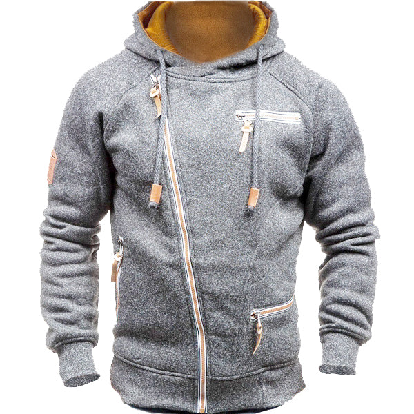 Men's Fashion Casual Letter Print Side Zip Hoodie