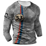 Mens Racing Outdoor Casual Stripes Retro T-shirts
