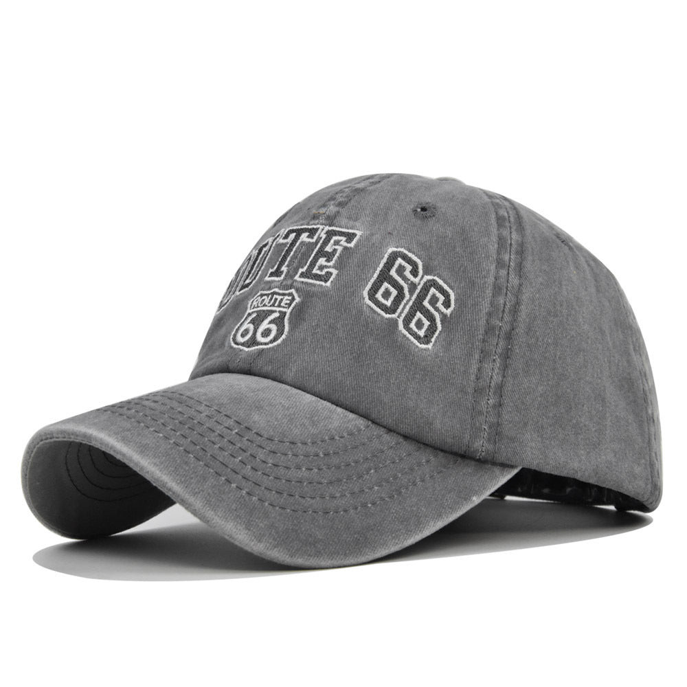 ROUTE 66 Embroidered Denim Washed Baseball Cap
