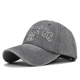 ROUTE 66 Embroidered Denim Washed Baseball Cap