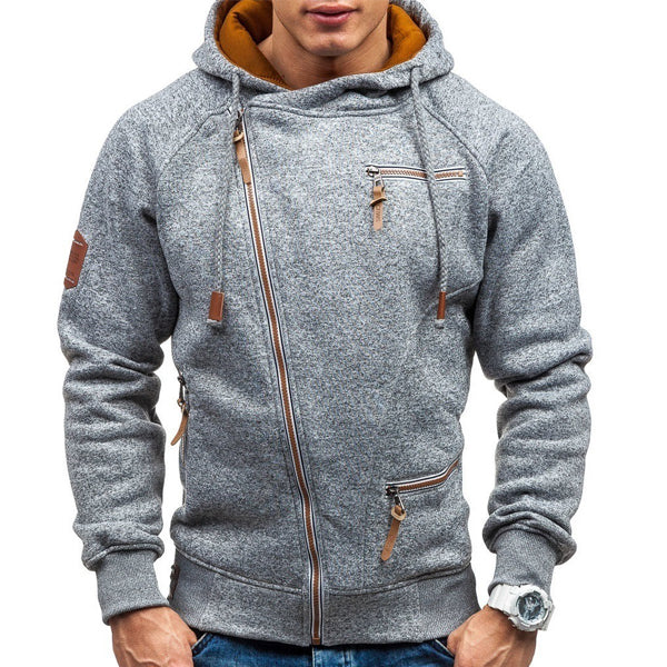 Men's Fashion Casual Letter Print Side Zip Hoodie
