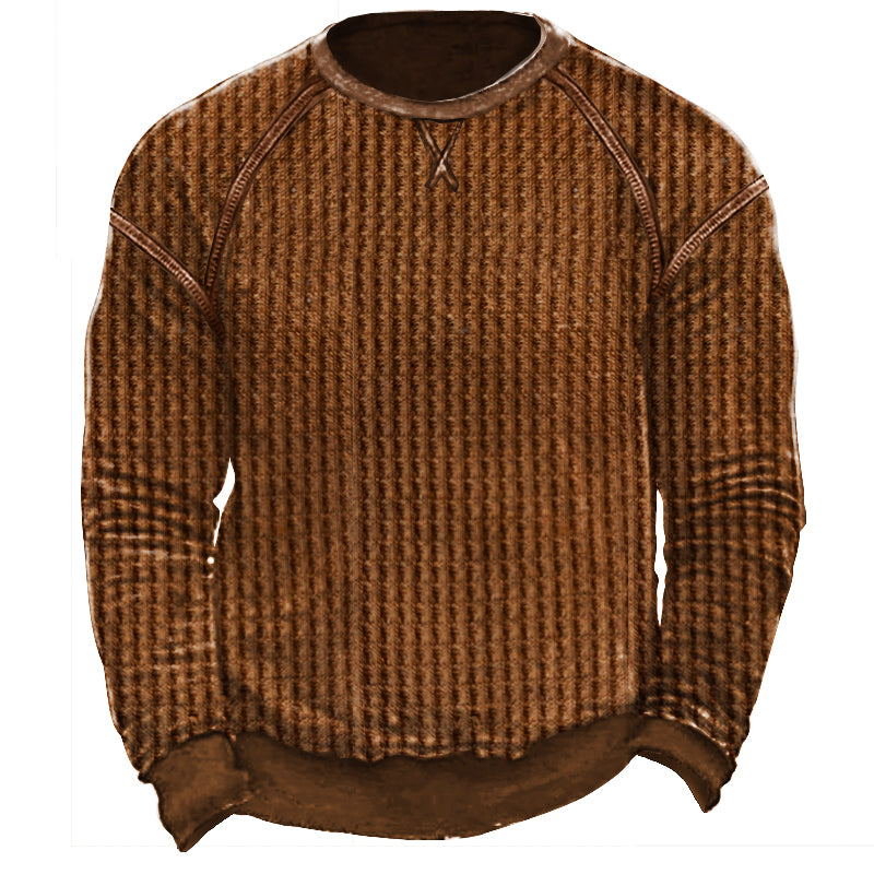 Men's Waffle Knit Pullover Sweatshirt