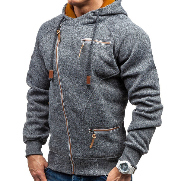Men's Fashion Casual Letter Print Side Zip Hoodie