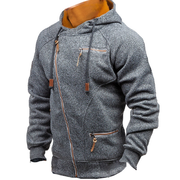 Men's Fashion Casual Letter Print Side Zip Hoodie