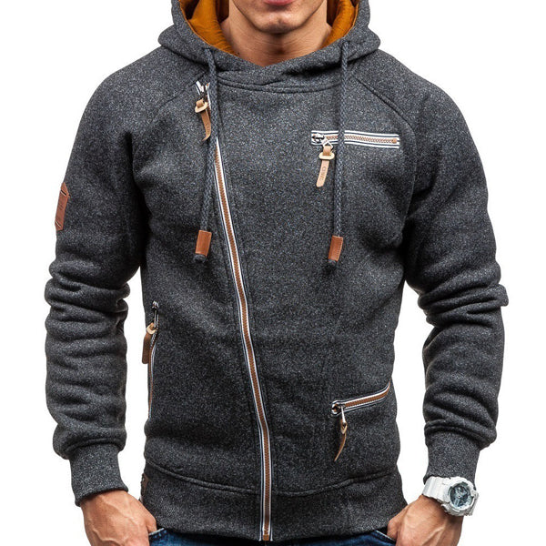 Men's Fashion Casual Letter Print Side Zip Hoodie