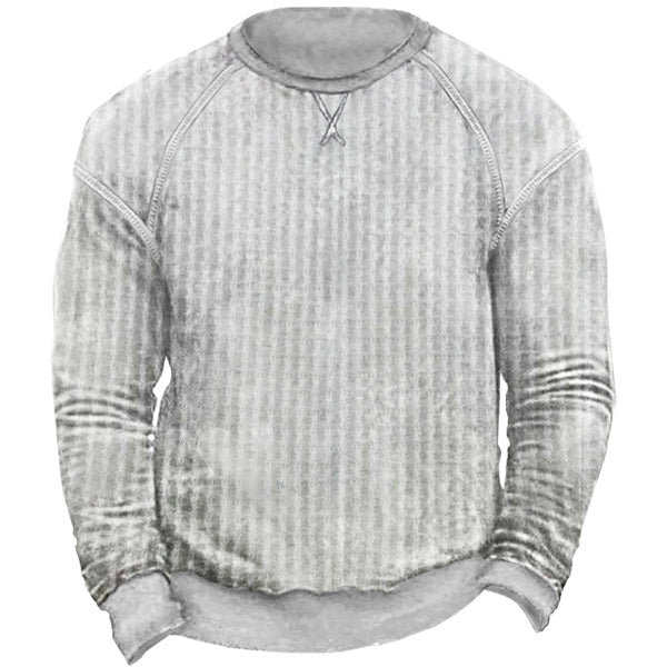 Men's Waffle Knit Pullover Sweatshirt