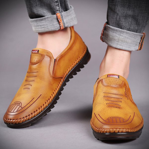 Men's Soft Sole Soft Leather Breathable Light Casual Driving Shoes