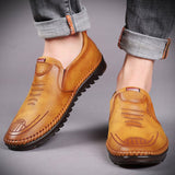 Men's Soft Sole Soft Leather Breathable Light Casual Driving Shoes