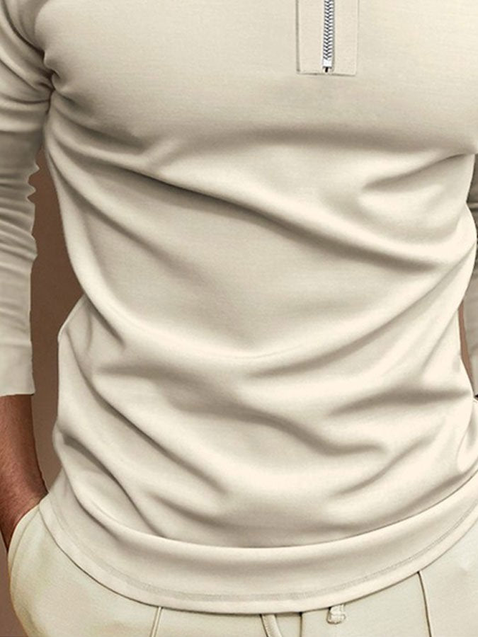 Business Solid Color Shirt Collar Casual Men's Tops