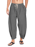 Men's Cotton Linen Drawstring Casual Lightweight Loose Beach Harem Pants