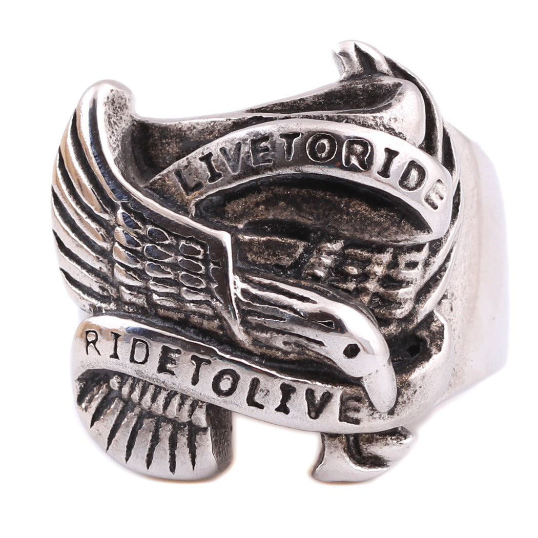 Live To Ride Eagle Biker Ring
