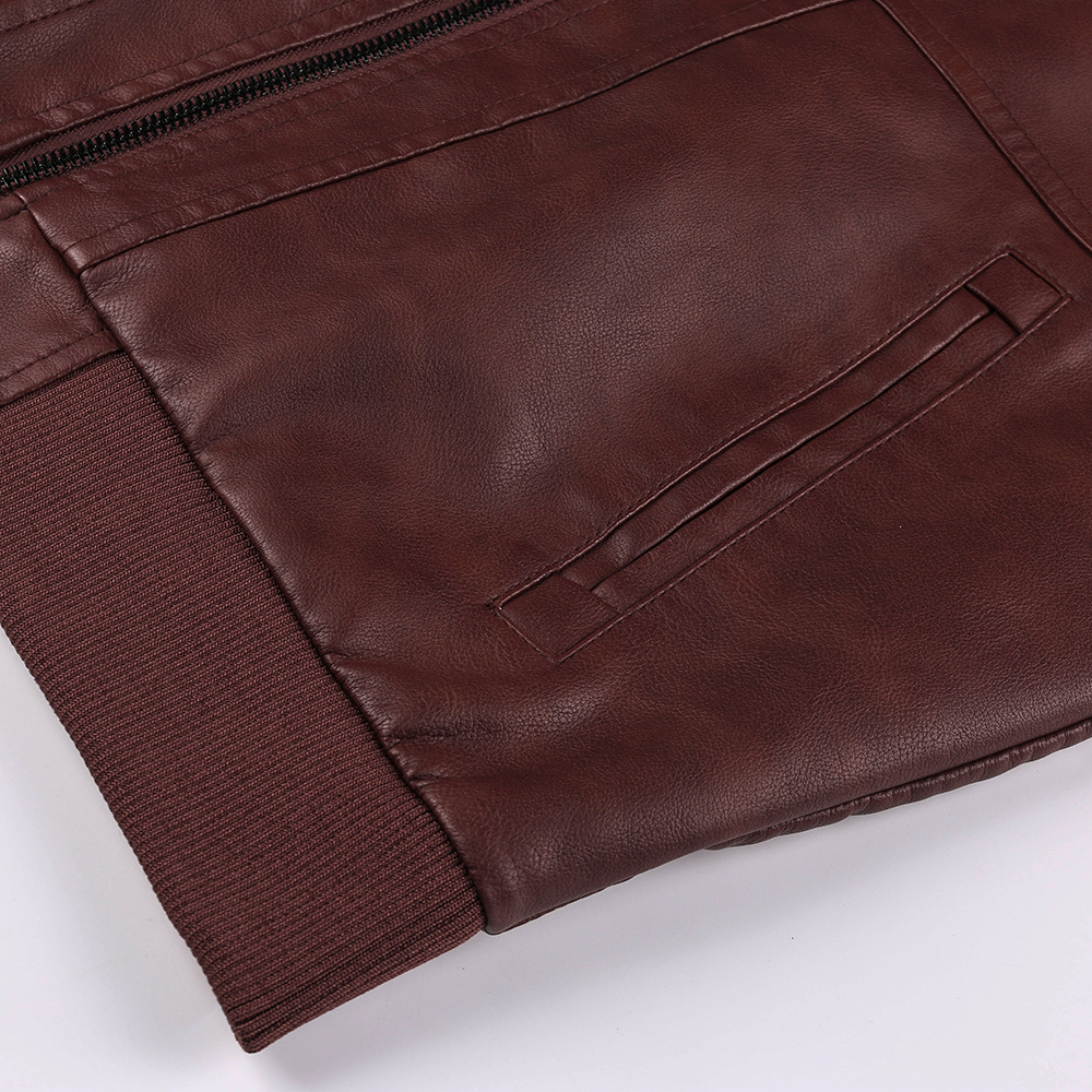 Distressed Leather Jacket Hooded Motorcycle Coat
