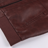 Distressed Leather Jacket Hooded Motorcycle Coat