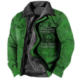 Men's Coat Warm Sports & Outdoor Zipper Letter 3D Printed Graphic Turndown Sports Jacket Outerwear Long Sleeve Pocket