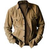 Men's Vintage Corduroy Cat-Eye Button-Down Shirt Jacket