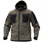 Men's Outdoor Thermal Zip Multi Pocket Hooded Tactical Jacket