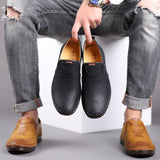 Men's Soft Sole Soft Leather Breathable Light Casual Driving Shoes