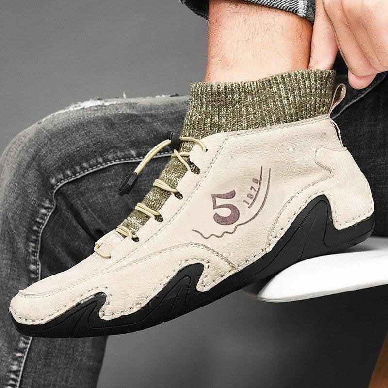 Men's Plus Sizes Rubber Band Suede Socks Retro Ankle Boots
