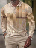 Men's Vintage Printed Casual Long-Sleeved Polo Shirt