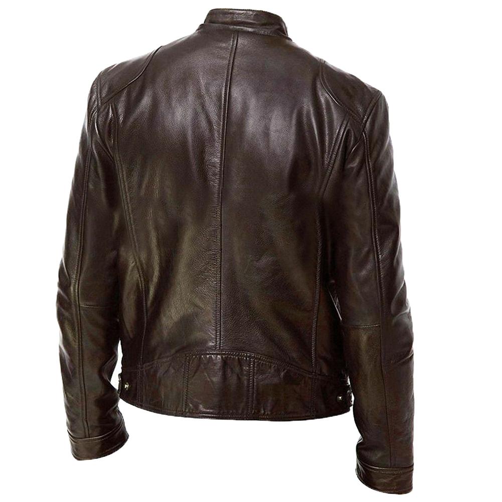 Men’s PU Leather Bomber Jacket – Classic Streetwear Motorcycle Biker Style for Spring & Fall
