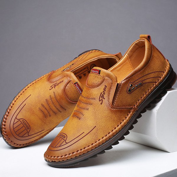 Men's Soft Sole Soft Leather Breathable Light Casual Driving Shoes