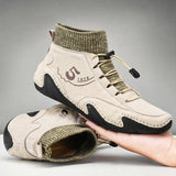 Men's Plus Sizes Rubber Band Suede Socks Retro Ankle Boots