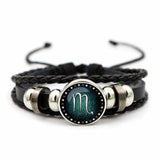 12 constellation cowhide bracelet personality retro braided bracelet