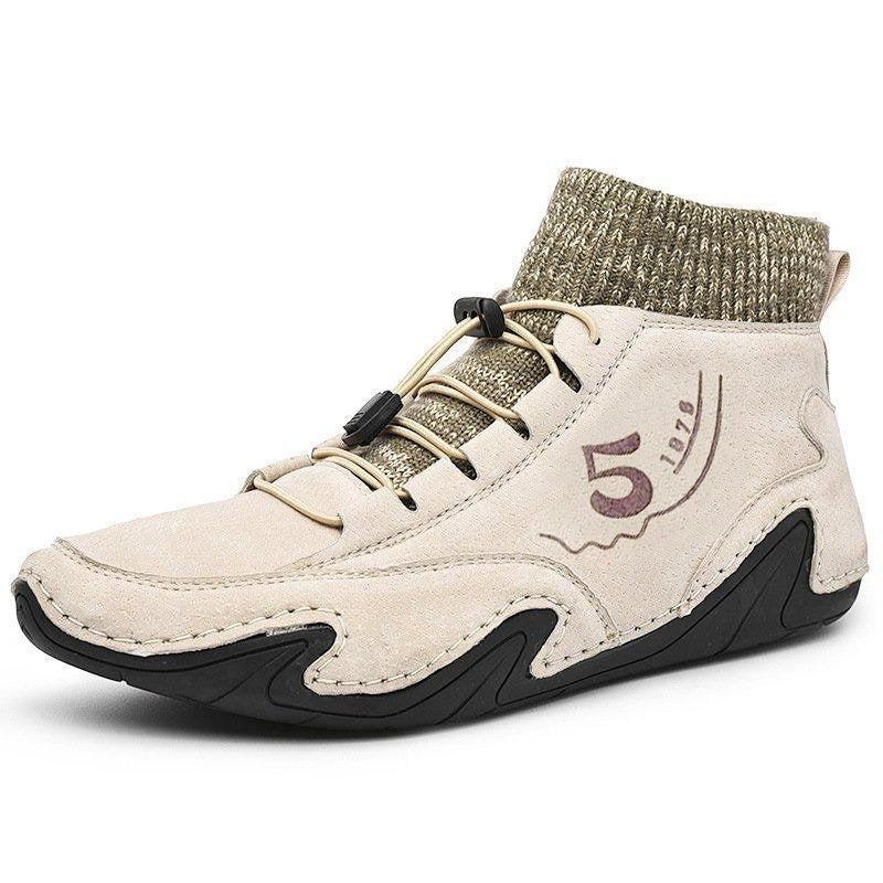 Men's Plus Sizes Rubber Band Suede Socks Retro Ankle Boots