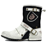 Suede Vintage Moto-Inspired Mid-Calf Boots