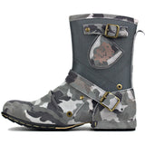 Suede Vintage Moto-Inspired Mid-Calf Boots