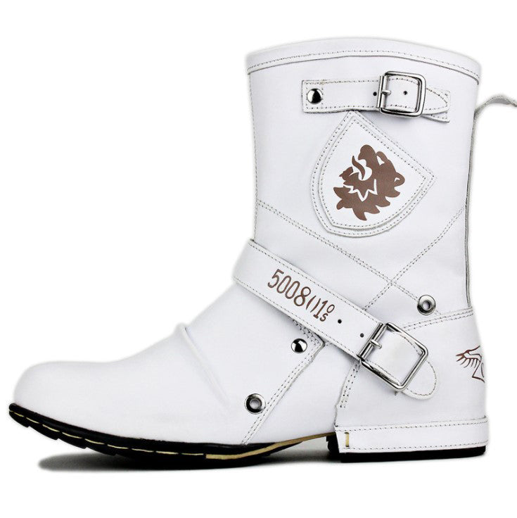 Suede Vintage Moto-Inspired Mid-Calf Boots
