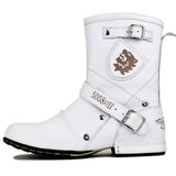 Suede Vintage Moto-Inspired Mid-Calf Boots