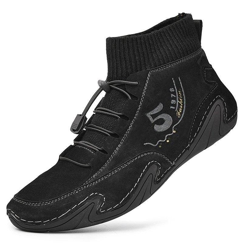 Men's Plus Sizes Rubber Band Suede Socks Retro Ankle Boots