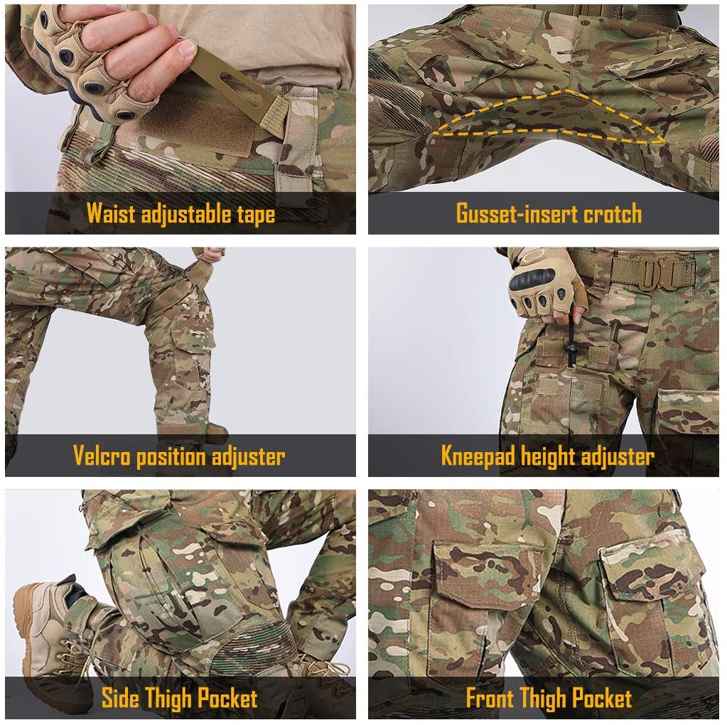 G3 Combat Pants with Knee Pads Rip-Stop Tactical Pants(With Removable Knee Pads)