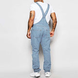 Men's Casual Ripped Denim Overalls