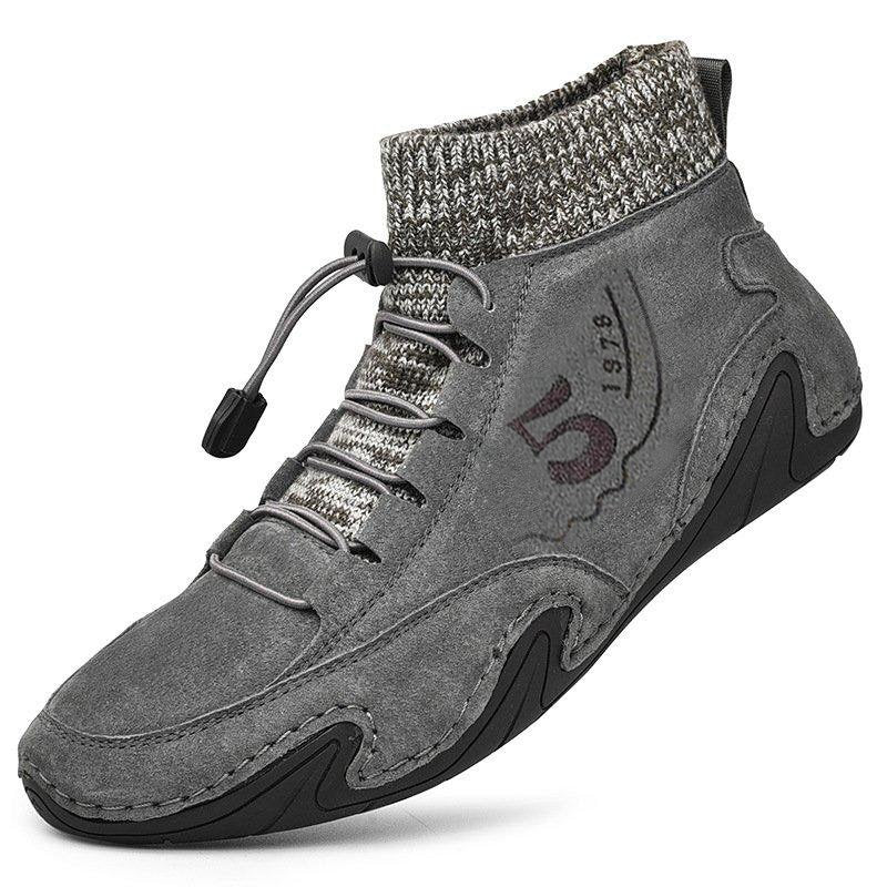 Men's Plus Sizes Rubber Band Suede Socks Retro Ankle Boots