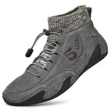 Men's Plus Sizes Rubber Band Suede Socks Retro Ankle Boots