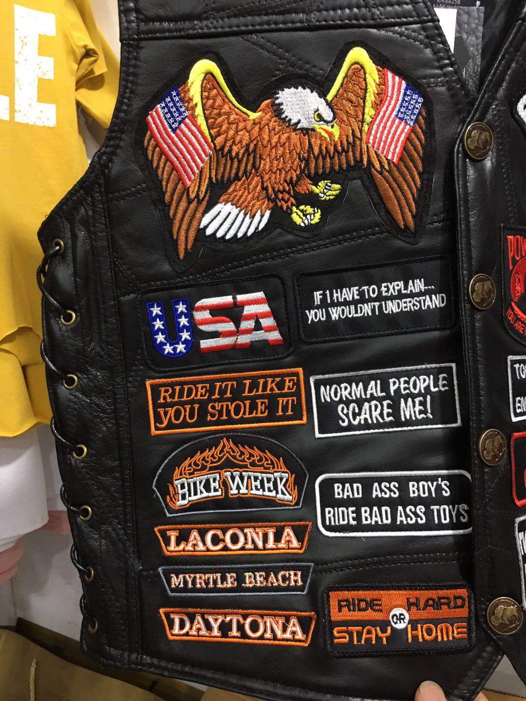 Espnman Leather Vest with 42 Patches