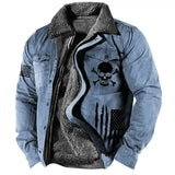 Men's Coat Warm Sports & Outdoor Zipper Letter 3D Printed Graphic Turndown Sports Jacket Outerwear Long Sleeve Pocket