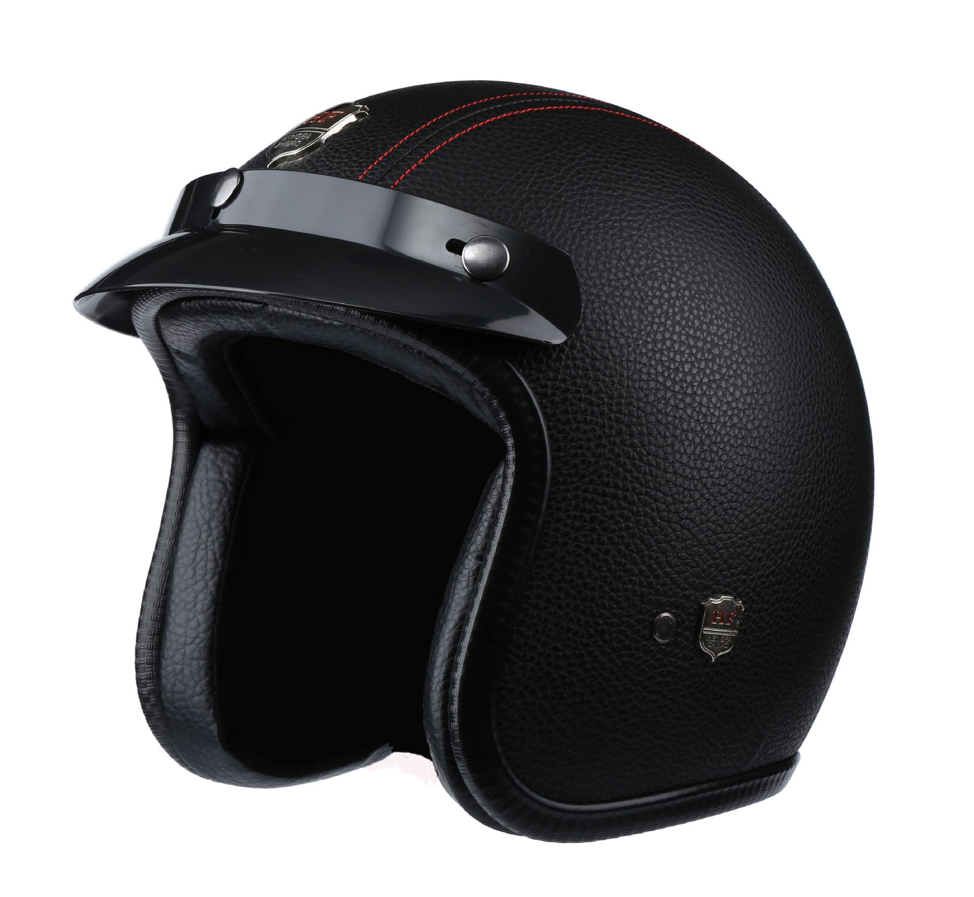 Vintage Harley 3/4 Open Face Helmet - Black Leather