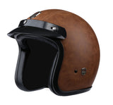 Vintage Harley 3/4 Open Face Helmet - Brown Leather