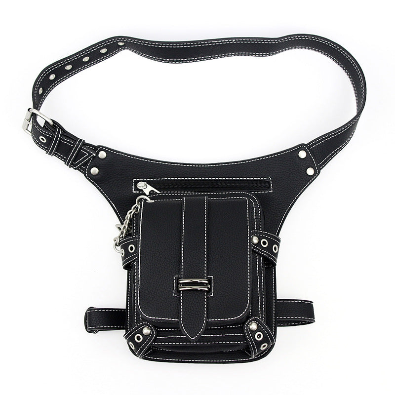 Retro Black Motorcycle Waist Bag