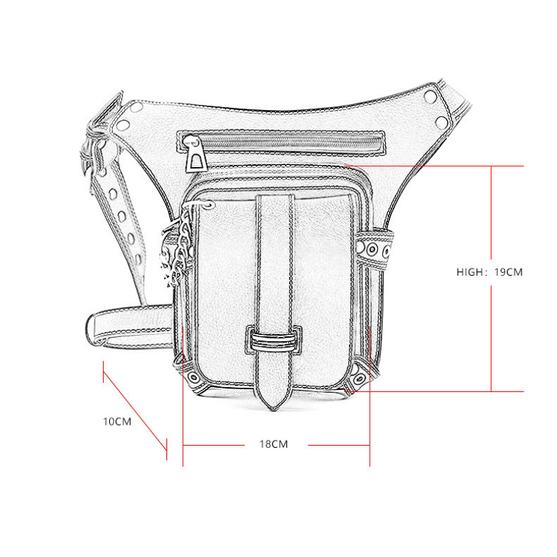 Retro Black Motorcycle Waist Bag