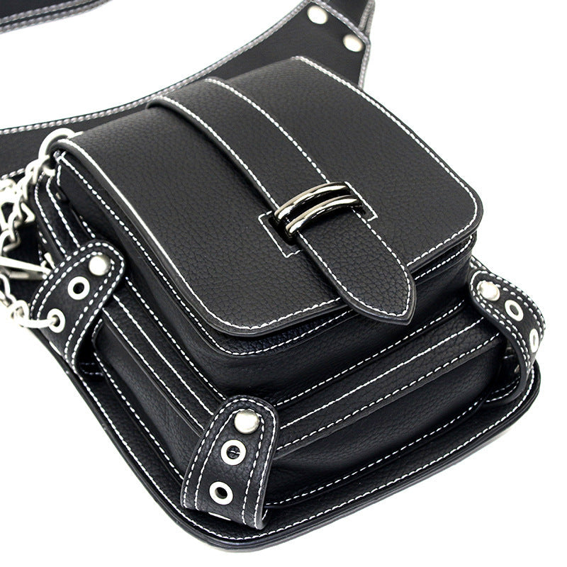 Retro Black Motorcycle Waist Bag