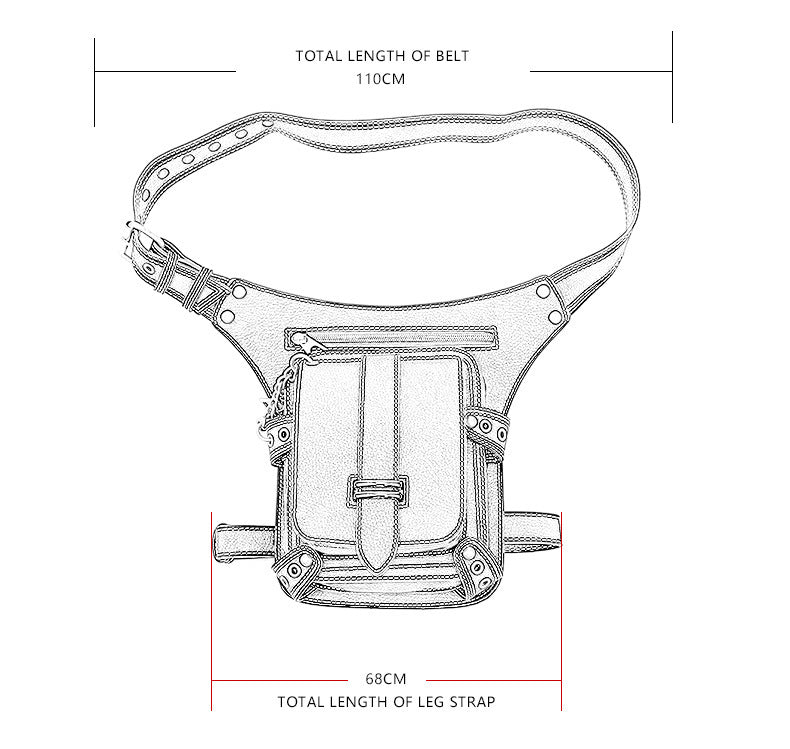 Retro Black Motorcycle Waist Bag